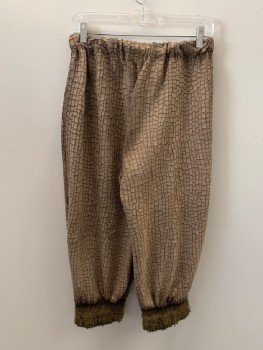 Womens, Sci-Fi/Fantasy Pants, MTO, Dk Beige, Synthetic, Solid, Textured Fabric, W28, L, Elastic Waistband, Beige Cuffs, Aged/Distressed,