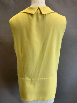 Womens, Top, MARNI, Dijon Yellow, Silk, Solid, B40, 4, Pullover, Slvls, Pin Tucks at Bust, Unique Pleated Collar