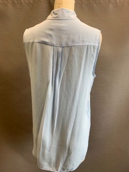Womens, Top, EQUIPMENT, Lt Blue, Silk, Solid, B34, S, Button Front, C.A., 2 Pockets, Slvls, Multiples,