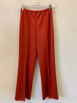 Womens, Pants, Graff, Red-Orange, Polyester, Solid, H34, W25, F.F, Straight Fit, Vertical Seams, Elastic Waist Band