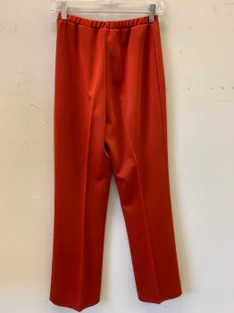 Womens, Pants, Graff, Red-Orange, Polyester, Solid, H34, W25, F.F, Straight Fit, Vertical Seams, Elastic Waist Band