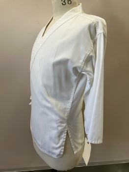 Unisex, Martial Arts Top, TIGER CLAW, 2, White, Polyester Cotton, L/S, V-N, Wrap, Side Slits, Multiples