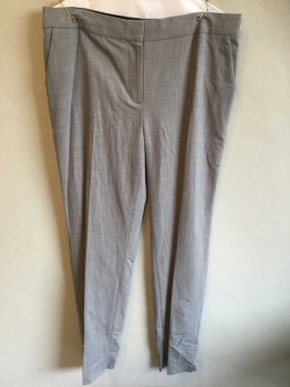 Womens, Slacks, Jeager, Heather Gray, Wool, 8, Small Vents At Ankle Hem, Flat Front, Straight Leg, Zip Fly