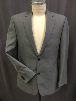MICHAEL KORS, Gray, White, Polyester, Rayon, Stripes, Jacket  2 Button Single Breasted, 3 Pockets, , 2 Slits at Back