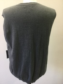 Mens, Sweater Vest, CLUB ROOM, Heather Gray, Cotton, Cable Knit, XL, V-neck, Pull Over