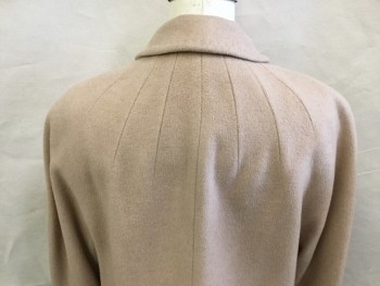 Womens, Jacket, CASHMERE, Camel Brown, Cashmere, Solid, 6/8, Button Loop at Neck, Collar Attached, Top Stitch, 2 Welt Pocket, Nice Draping at Back Yoke