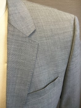 BOSS, Gray, Ivory White, Wool, 2 Color Weave, Single Breasted, 2 Buttons,  Notched Lapel, Hand Picked Collar/Lapel,