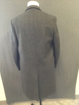 Womens, Coat, WALLACHS, Charcoal Gray, Gray, Wool, Herringbone, 44, Hidden 2 Button Single Breasted, Notched Lapel, 3 Pockets, Slit at Center Back,