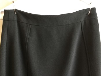 Womens, Skirt, Below Knee, HALOGEN, Black, Wool, Polyester, Solid, 2, 1.5" Waistband, Black Lining, Zip Front, Split Center Bottom