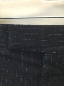 Mens, 1980s Vintage, Suit, Pants, CHRISTIAN DIOR, Navy Blue, Lt Gray, Lt Green, Red, Wool, Stripes - Pin, 28.5+, 35, Flat Front, Tab Waist, Zip Fly, 4 Pockets,