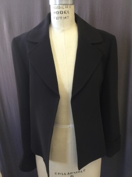 Womens, Suit, Jacket, TAHARI, Espresso Brown, Polyester, Solid, 8, Open Front, Notched Lapel, Cuffed Sleeves, Hidden Back Pleat