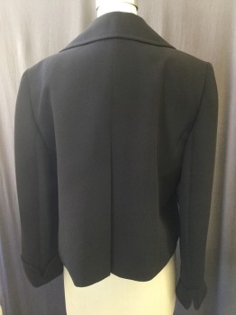 TAHARI, Espresso Brown, Polyester, Solid, Open Front, Notched Lapel, Cuffed Sleeves, Hidden Back Pleat