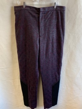 MTO, Red Burgundy, Black, Charcoal Gray, Synthetic, Jacquard, Text, Zip Front, Outside Side Panel On Bottom Of Leg
