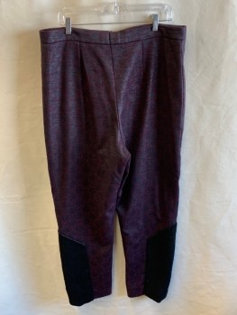 Mens, Sci-Fi/Fantasy Pants, MTO, Red Burgundy, Black, Charcoal Gray, Synthetic, Jacquard, Text, 38/30, Zip Front, Outside Side Panel On Bottom Of Leg