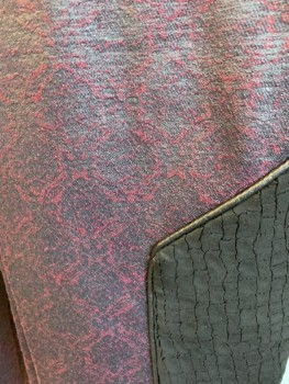 Mens, Sci-Fi/Fantasy Pants, MTO, Red Burgundy, Black, Charcoal Gray, Synthetic, Jacquard, Text, 38/30, Zip Front, Outside Side Panel On Bottom Of Leg