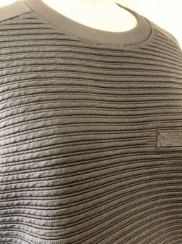 Womens, Pullover, INC, Black, Polyester, Spandex, Stripes, S, Pullover, Crew Neck, Horizontal Self Stripe, Textured, Long Sleeves