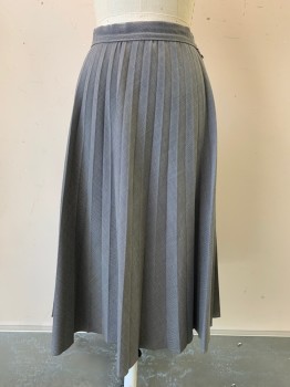 Womens, 1950s Vintage, Suit, Skirt, Ruth Le Cover, Gray, Charcoal Gray, Wool, 2 Color Weave, H34, W24, Pleated, Under Knee Length Side Zipper,