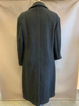 Womens, Coat, NO LABEL, Faded Black, Wool, Solid, 44R, Overcoat, 6 Buttons, Double Breasted, Notched Lapel, Top Pockets,