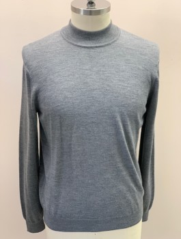 Mens, Pullover Sweater, NORDSTROMS, Gray, Wool, Heathered, L, Mock Turtle Neck, L/S,