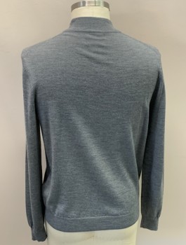 Mens, Pullover Sweater, NORDSTROMS, Gray, Wool, Heathered, L, Mock Turtle Neck, L/S,
