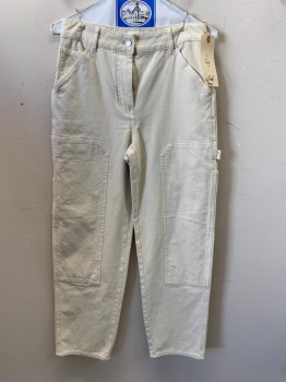 Womens, Casual Pants, WILFRED FREE, Off White, Cotton, Lyocell, Solid, 4, 8 Pocket, Carpenter,