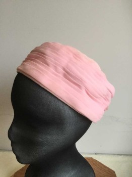 Womens, Hat, Coralie, Pink, Synthetic, Solid, S, Pill Box Hat, Pleated Synthetic, Solid Top,