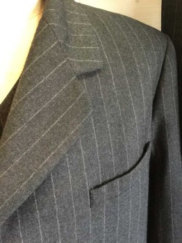 N/L, Charcoal Gray, Gray, Wool, Stripes - Pin, 3 Buttons,  Notched Lapel, Single Breasted,