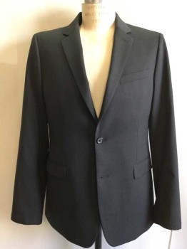Mens, Sportcoat/Blazer, BANANA REPUBLIC, Graphite Gray, Wool, Solid, 40R, 2 Buttons,  Notched Lapel, 3 Pockets, 2 Flaps