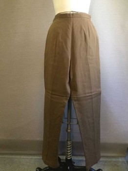 Womens, Pants, N/L, Brown, Wool, Polyester, Solid, 27, 26, High Waisted, Flat Front, Side Zip, Pegged, Fully Lined, 2 Pockets,