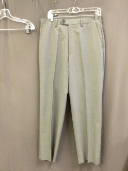 MICHAEL KORS, Gray, White, Polyester, Rayon, Stripes, Flat Front, Zip Fly, 4 Pockets,