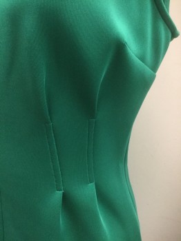 DYNAMITE, Emerald Green, Polyester, Spandex, Solid, Scuba Like Material, Sleeveless, Round Neck, 2 Darts at Either Side of Waist, Vertical Seam Down Center Front, Hem Mini