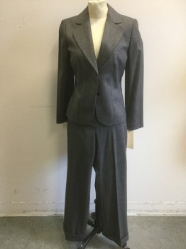 N/L, Gray, Polyester, 2 Color Weave, Single Breasted, 2 Concealed Buttons, Wide Rounded Notched Lapel, Flat Feld Princess Seams,