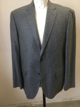 Mens, Sportcoat/Blazer, JOHN NORDSTROM, Heather Gray, Wool, Solid, 44 R, 2 Button Front, Pocket Flaps, Notched Lapel,