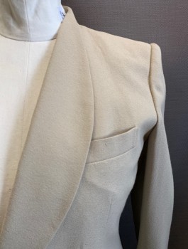 LE SUIT, Beige, Viscose, Polyester, Solid, Single Breasted, 2 Buttons, Shawl Lapel, 3 Pockets, 1 Button Cuffs