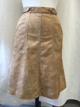 ANGELICA, Brown, Polyester, Mottled, A-Line, Wrap Flap in Back, 2 Patch Pocket, Belt Buttons in Front, Cow Hide Print Texture