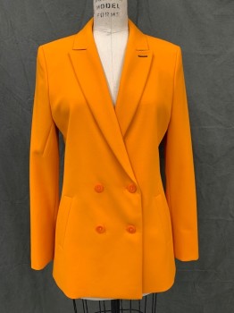 Womens, Suit, Jacket, HUGO BOSS, Orange, Polyester, Viscose, Solid, B:34, 4, W:29, Double Breasted, C.A., Peaked Lapel, 2 Pckts, L/S