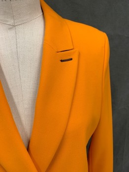 HUGO BOSS, Orange, Polyester, Viscose, Solid, Double Breasted, C.A., Peaked Lapel, 2 Pckts, L/S