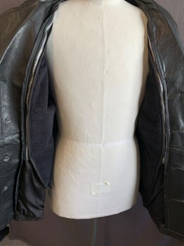 Mens, 1970s Vintage, P2, NO LABEL, Black, Sherpa, 44, Liner, Removable, with Zipper