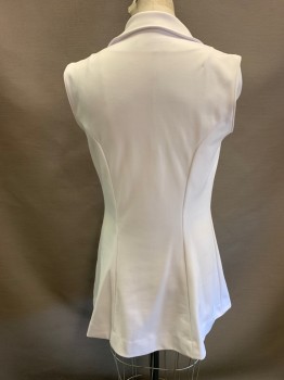 Womens, Athletic, MTO, White, Polyester, Solid, W30, B34, H34, Tennis Dress, Sleeveless, Button Front, Wide Novelty Collar, Short