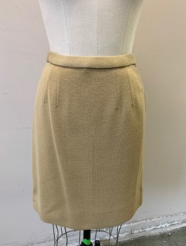 Womens, 1960s Vintage, Skirt, BY DAMON, Beige, Wool, Solid, H:37, W:27, Knit, Mini Skirt, 1" Wide Waistband, Invisible Zipper at Side, 1960's **Wear/Holes on Waistband