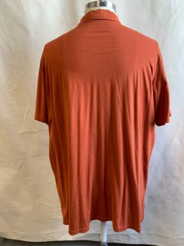 Mens, Polo, FALLS CREEK, Dk Orange, Cotton, Solid, XXL, 3 Buttons Placket, Collar Attached, Short Sleeves, 1 Pocket