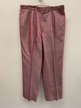 Mens, Slacks, CARRUCCI, Faded Red, Wool, Solid, 33/35, 3 Pckts, Zip Fly, Belt Loops, Pleated Front,