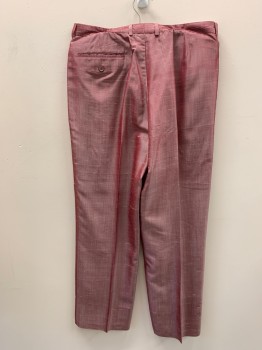 Mens, Slacks, CARRUCCI, Faded Red, Wool, Solid, 33/35, 3 Pckts, Zip Fly, Belt Loops, Pleated Front,