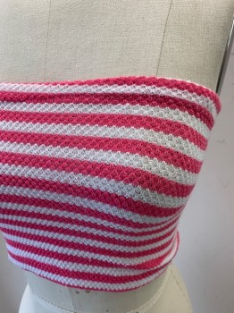NL, Pink, White, Polyester, Lycra, Stripes, Tube Top, Knit