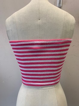 Womens, Top, NL, Pink, White, Polyester, Lycra, Stripes, OS, Tube Top, Knit