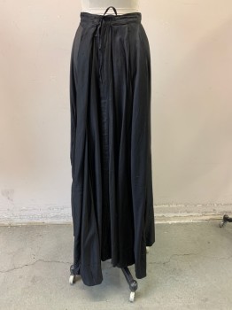 NL, Black, Cotton, Solid, Standing Pleats From Waist to Shin, Flare at Bottom, Flat Lined,  Staining,repaired on Left Side Rear.and Lining  Hook and Tie Back