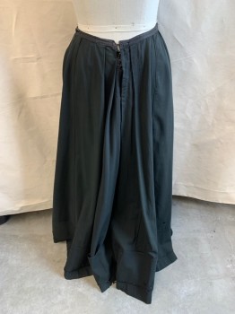 NL, Black, Synthetic, Solid, A-Line, Velvet Waistband, Panels on Lower Front with Spiral Cording, Hook & Eye Back, Inverted Pleat at Center Front, Pleated Back, Vertical Seam, Floor Length Hem *Distressed, Especially at Hem