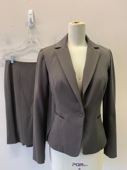 Womens, Suit, Jacket, REBECCA TAYLOR, Dk Olive Grn, Polyester, Viscose, Solid, 0, Notched Lapel, Seams with Hand Picked Stitching, Princess Seams, 2 Welt Pockets, Belt Attachment at Back with 2 Buttons