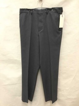 DAVID TAYLOR, Gray, Polyester, Solid, Flat Front, Belt Loops,