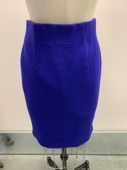 Womens, Skirt, Knee Length, DANA BUCHMAN, Dk Purple, Wool, Textured Fabric, 6, Elastic Waist, Pencil Skirt